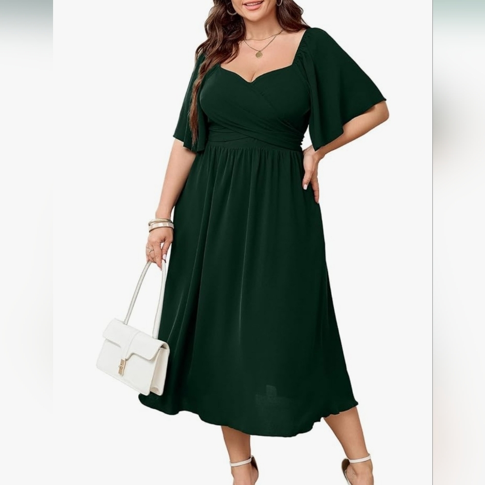 NEW NWT SHESTARR Plus Size Emerald Green Women's Dress Sz 4XL (24)